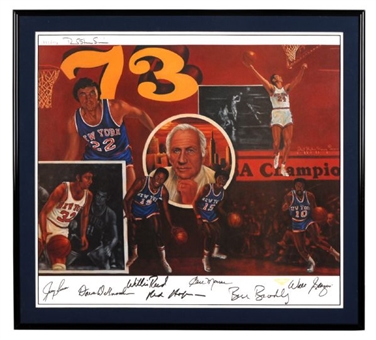 1973 New York Knicks Team Signed and Framed World Champions LE Lithograph